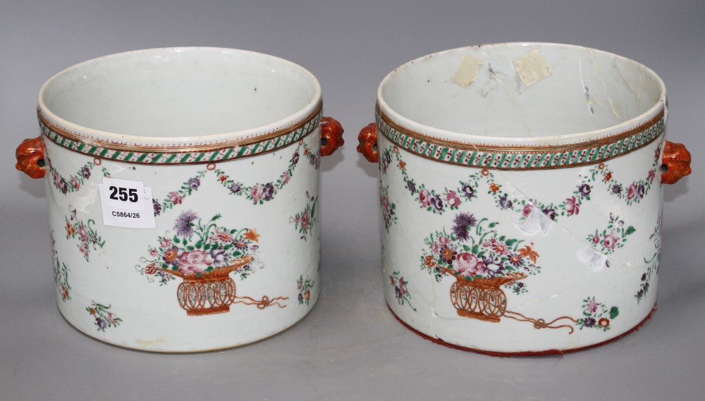 A pair of Qianlong famille rose jardinieres